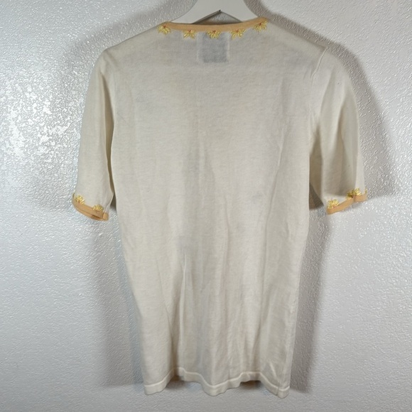 Storybook Knits Bumblebee Short Sleeve Cardigan Beaded Embroidered Size XS - Picture 4 of 6